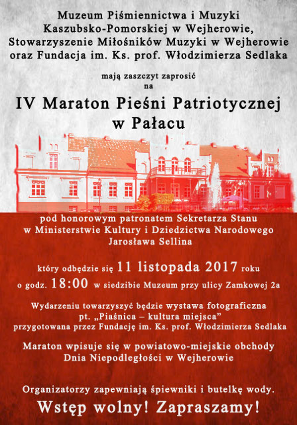 Zdjęcie do newsa IV Maraton Pieśni Patriotycznej w Pałacu. Zapraszamy!