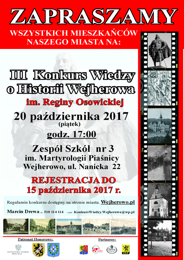 Zdjęcie do newsa III Konkurs wiedzy o Historii Wejherowa im. Reginy Osowickiej